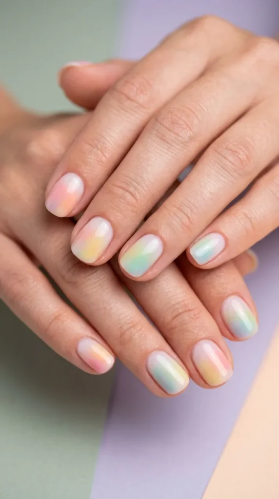 Milky Rainbow Gradient Nails