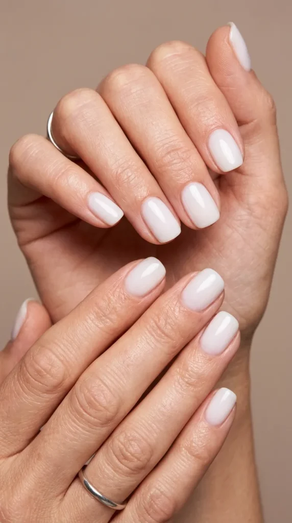 Milky White Gloss Nails