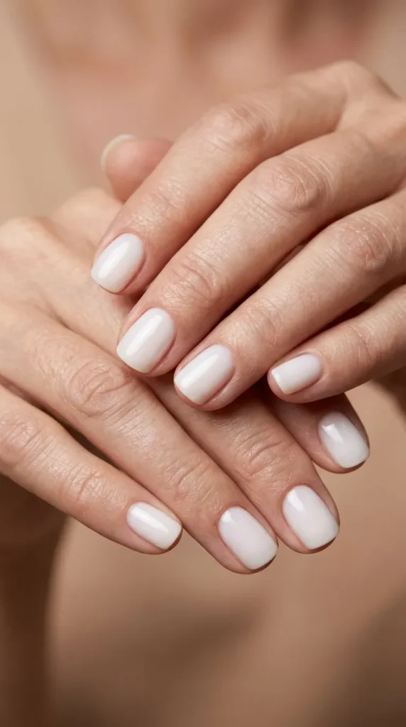 Milky White Gloss Short Nails