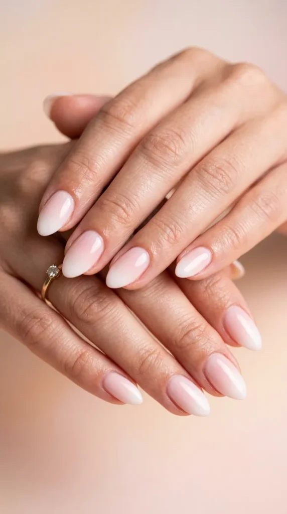 Milky white to blush pink soft fade