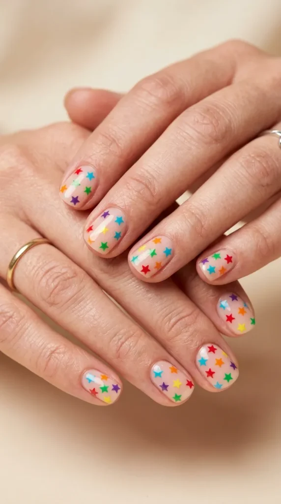 Mini Rainbow Stars Nails