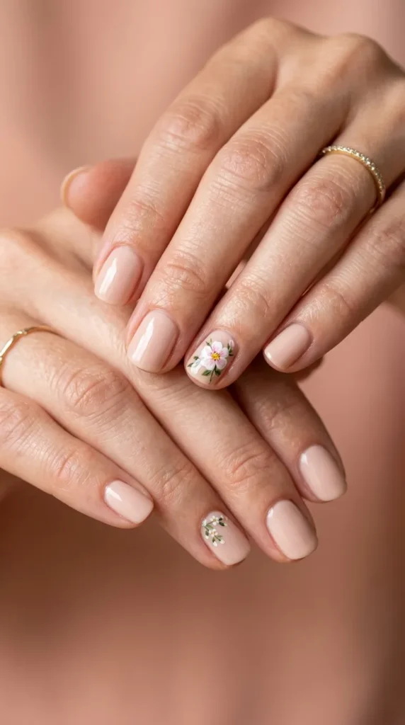 Minimal Floral Accent Nails