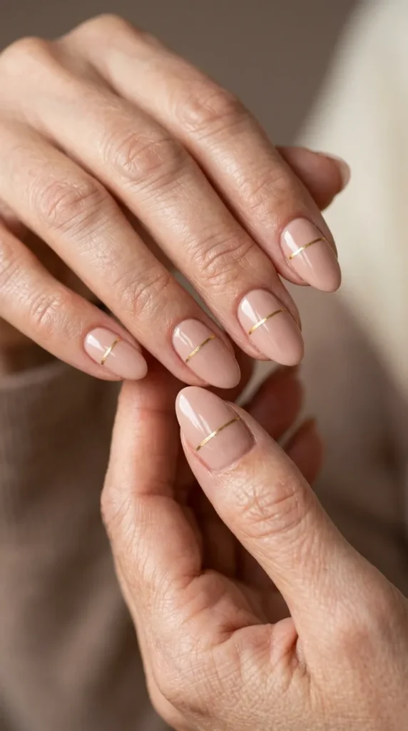 Minimal Gold Line Nails