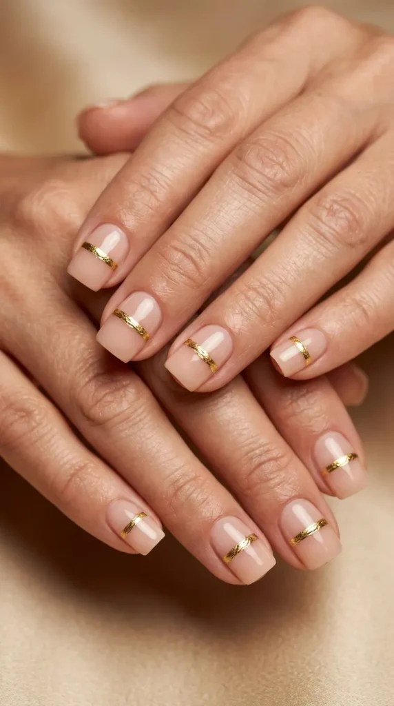 Minimal Gold Line Square Nails
