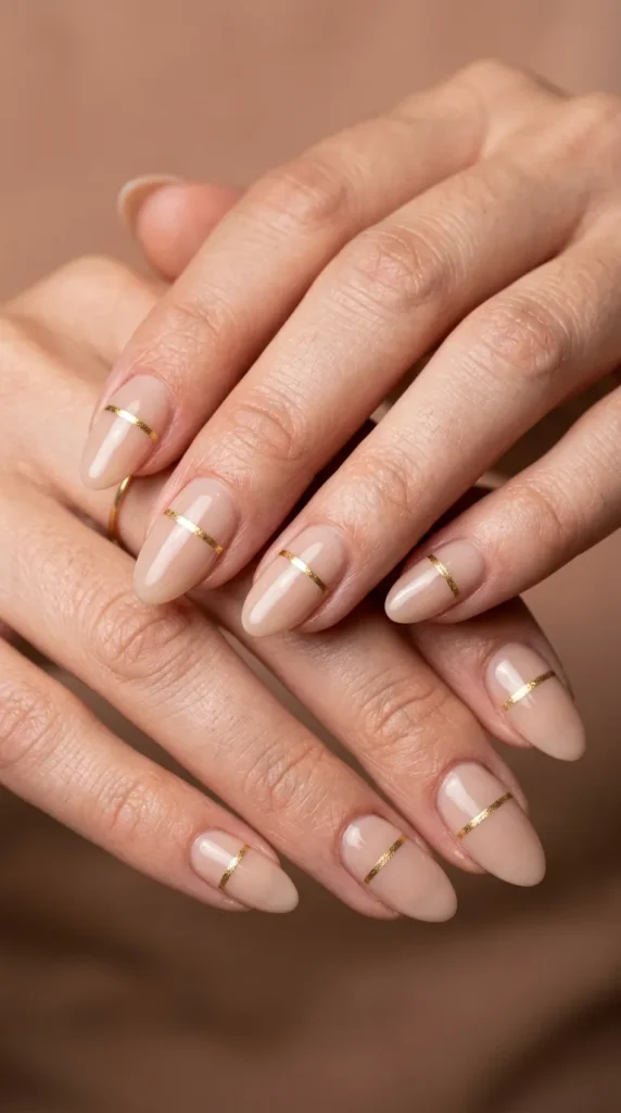 Minimal Gold Stripe Nails