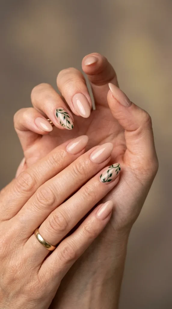 Minimal Leaf Nail Art
