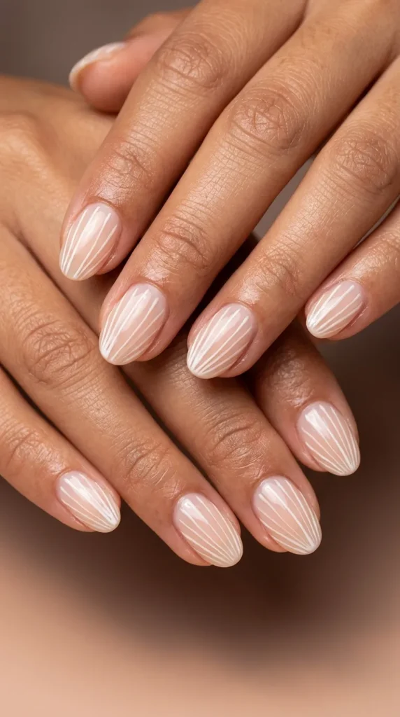 Minimal line art seashell designs on sheer base