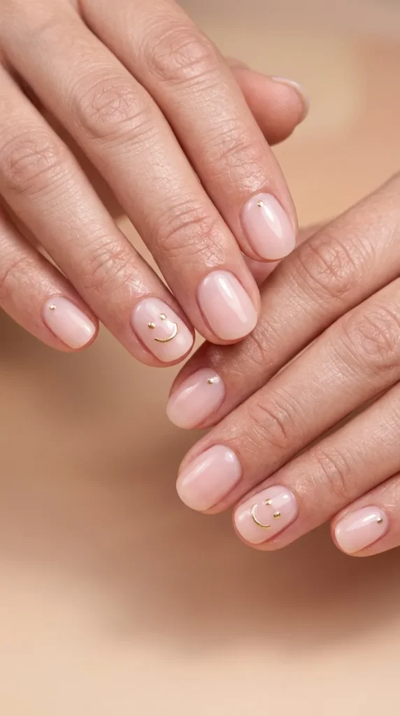 Minimal Smiley Accent Nails