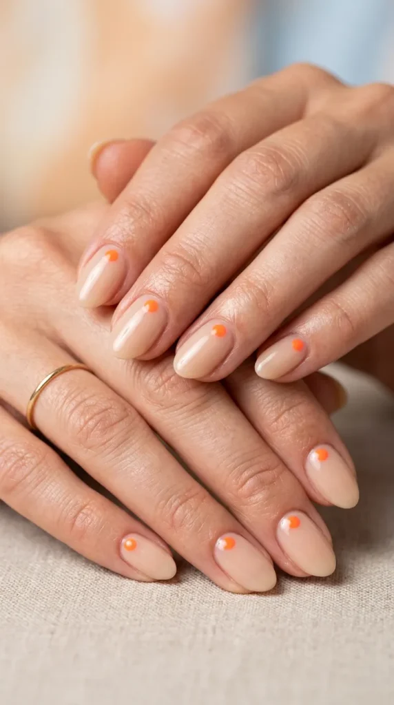 Minimalist dot art nude nails