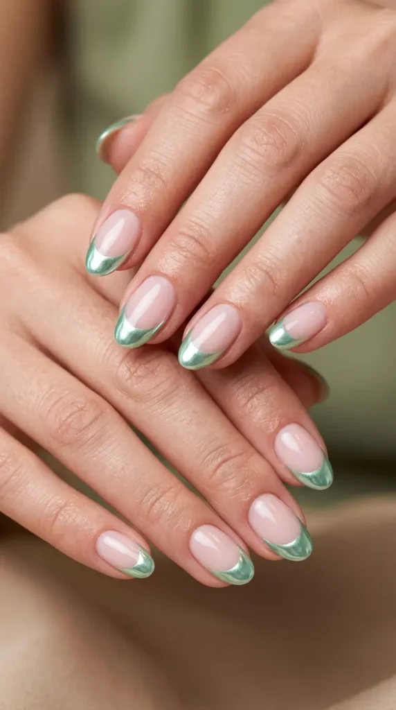 Mint Chrome French Tips