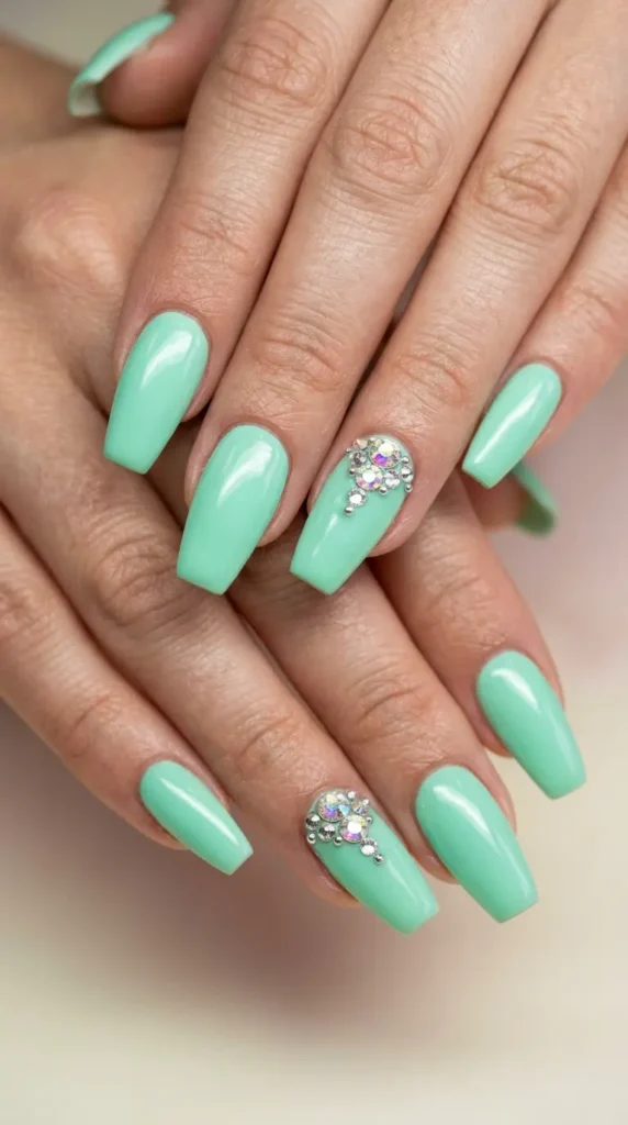 Mint Green Coffin Nails