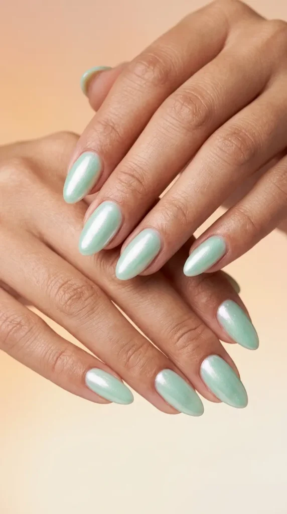 Mint Green Glazed Donut Nails
