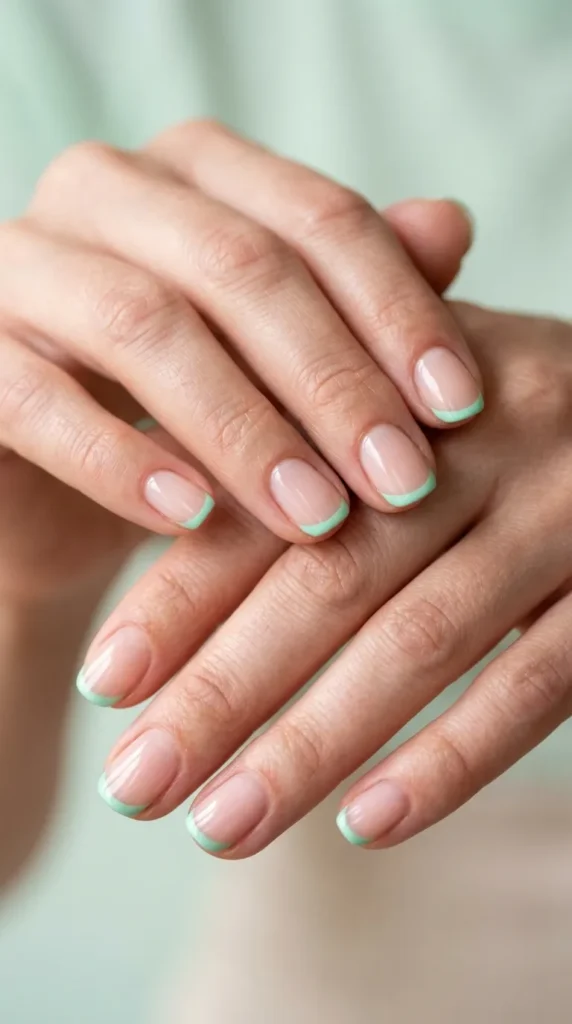 Mint Green Micro French Nails