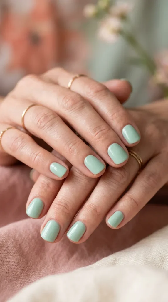 Mint Green Minimalist Nails