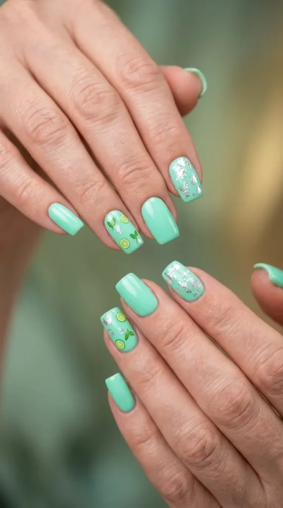 Mint Mojito Square Nails