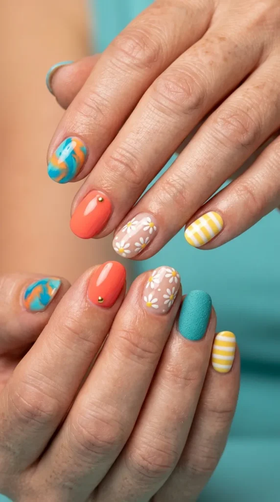 Mixed design nail set