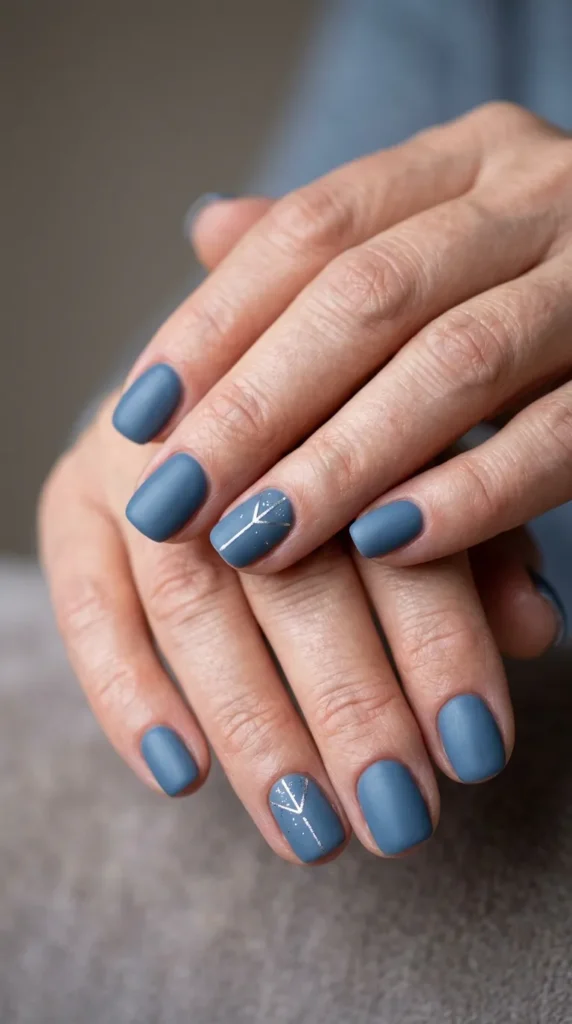Muted Blue Short Nails