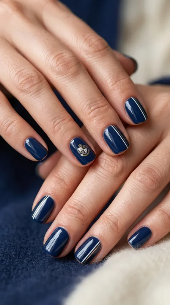 Navy Blue Academy Nails
