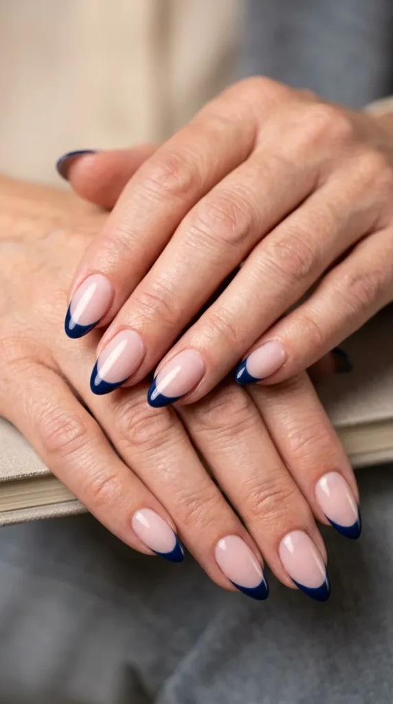 Navy Blue French Tips