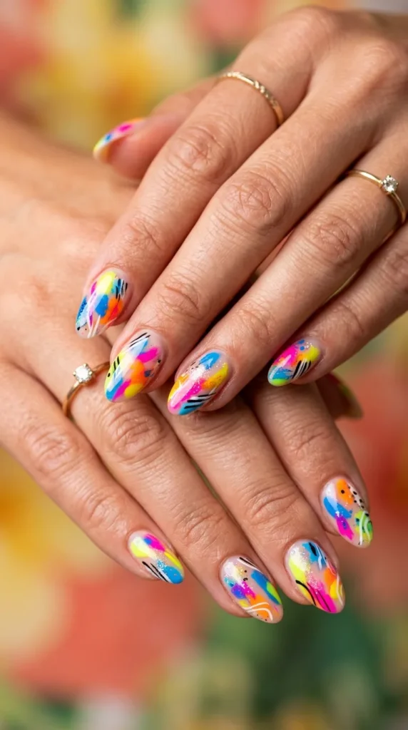 Neon abstract nails