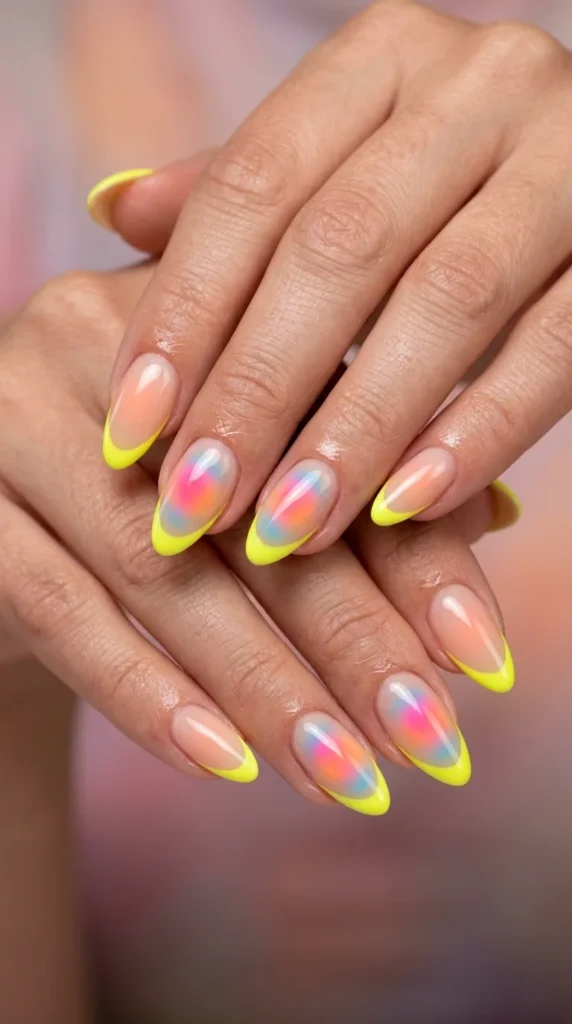 Neon Aura French Manicure