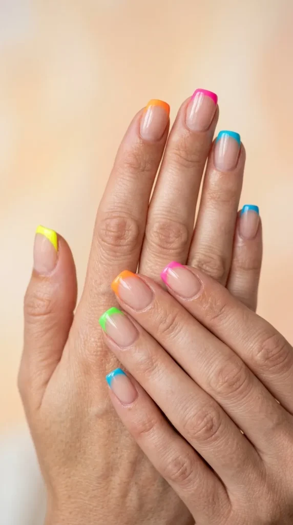 Neon French tip nails