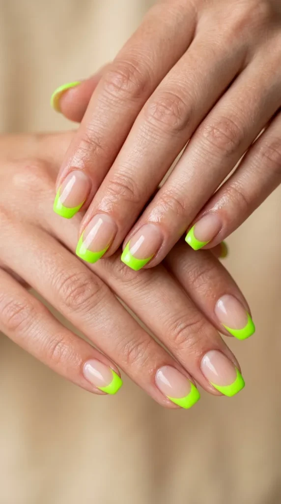 Neon French tip summer gel nails