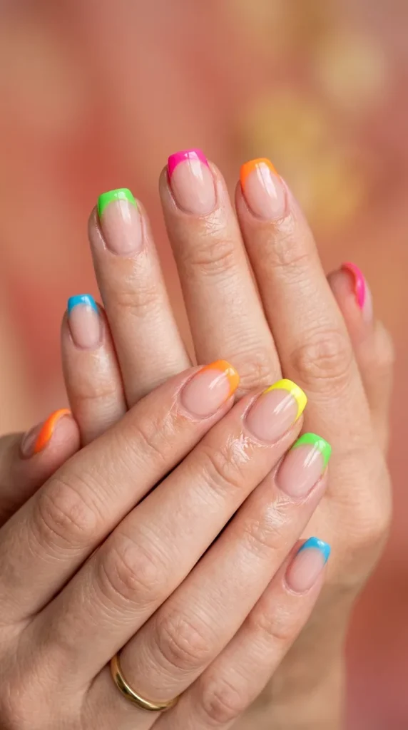 Neon French Tips with Color Mix