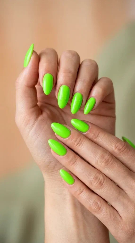 Neon Green Almond Nails