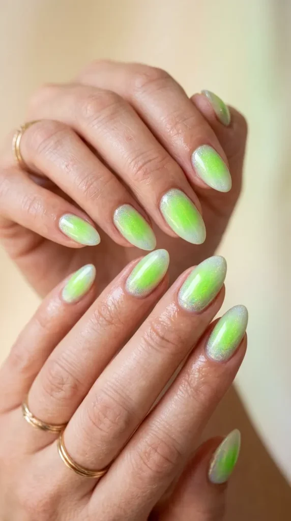 Neon Green Aura Nails