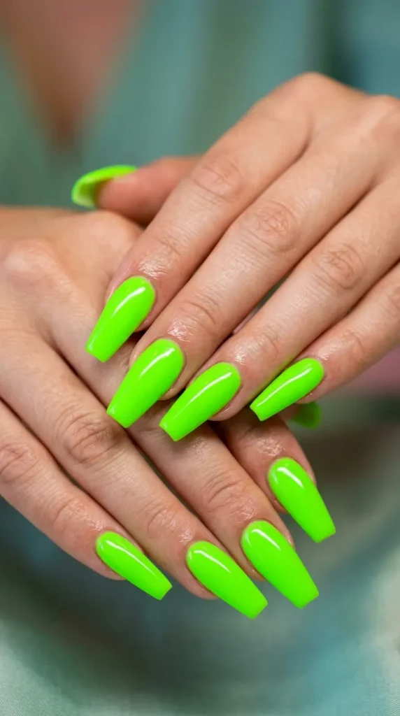 Neon Green Coffin Nails