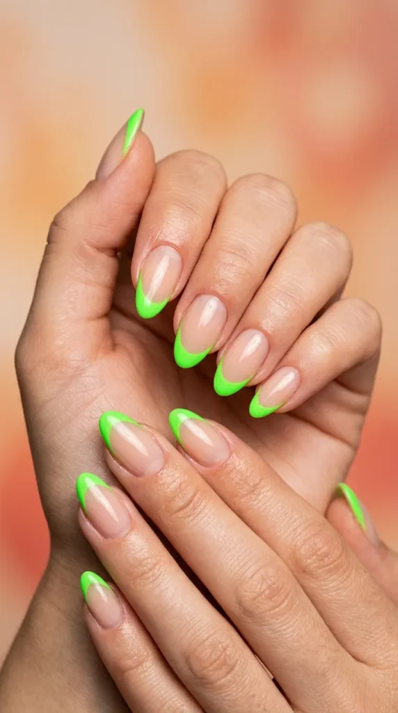 Neon green French tips