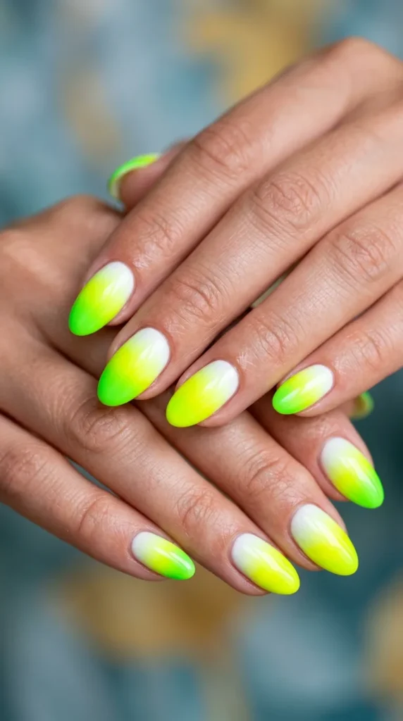 Neon green to yellow summer pop ombre