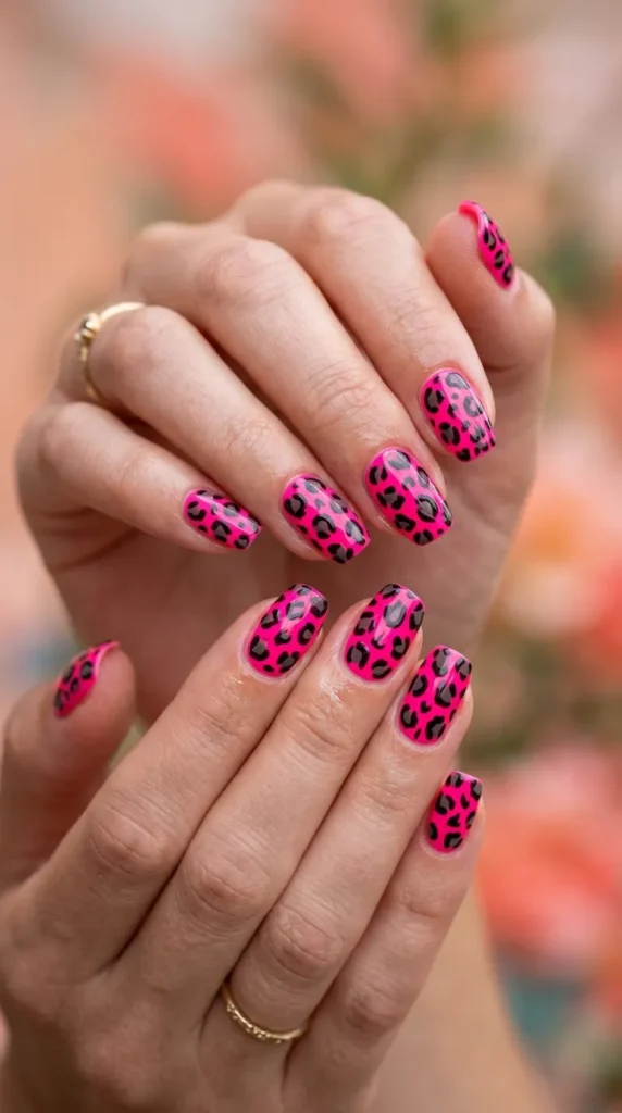Neon Leopard Print Nails