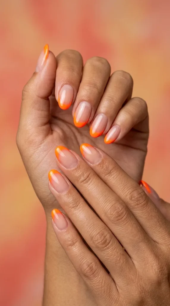 Neon orange French tips