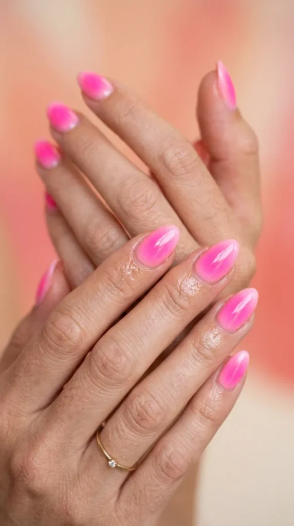 Neon Pink Aura Nails