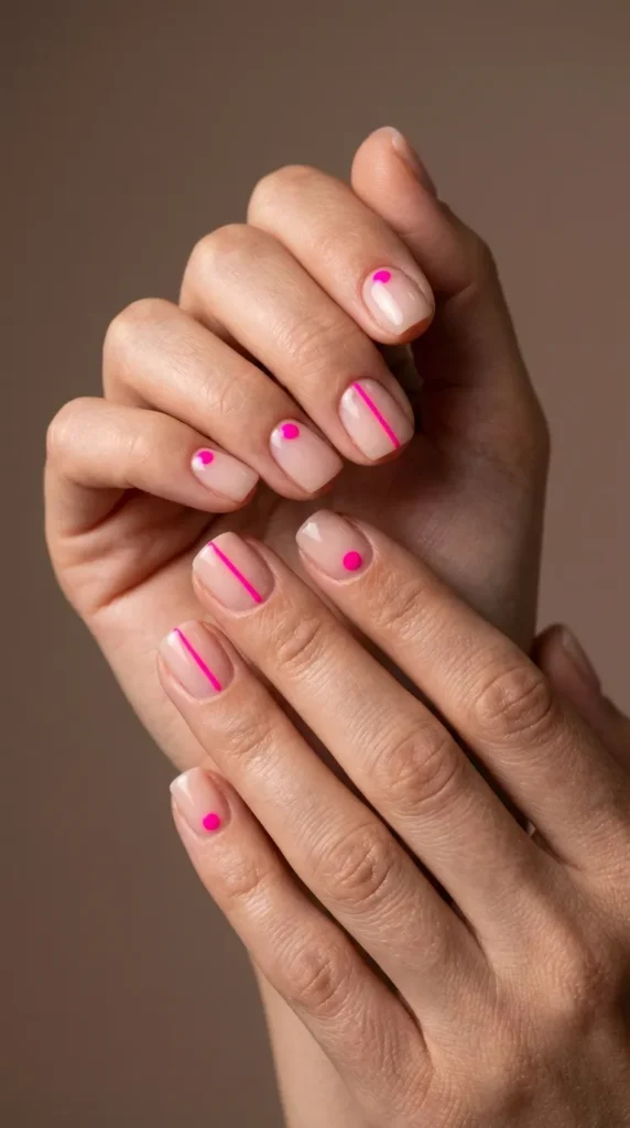 Neon Pink Minimalist Nails