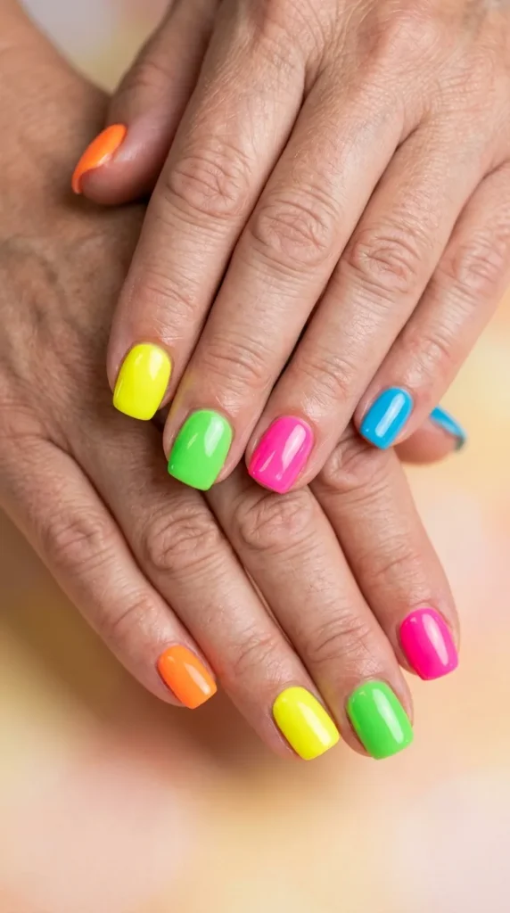 Neon Skittle Nails