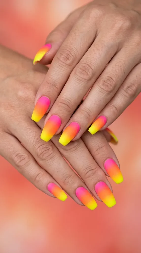 Neon Sunset Nails