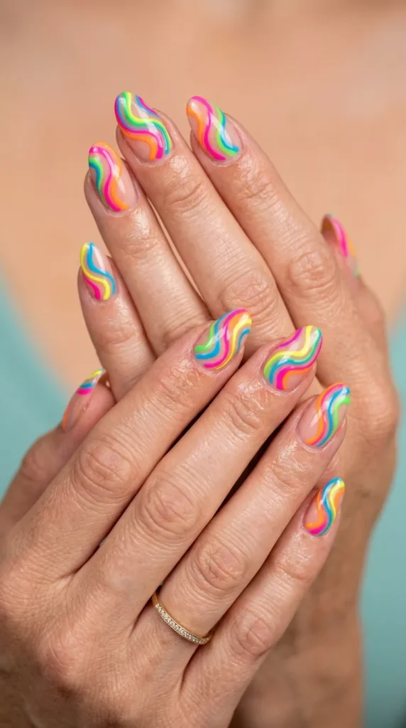 Neon Swirl Nails