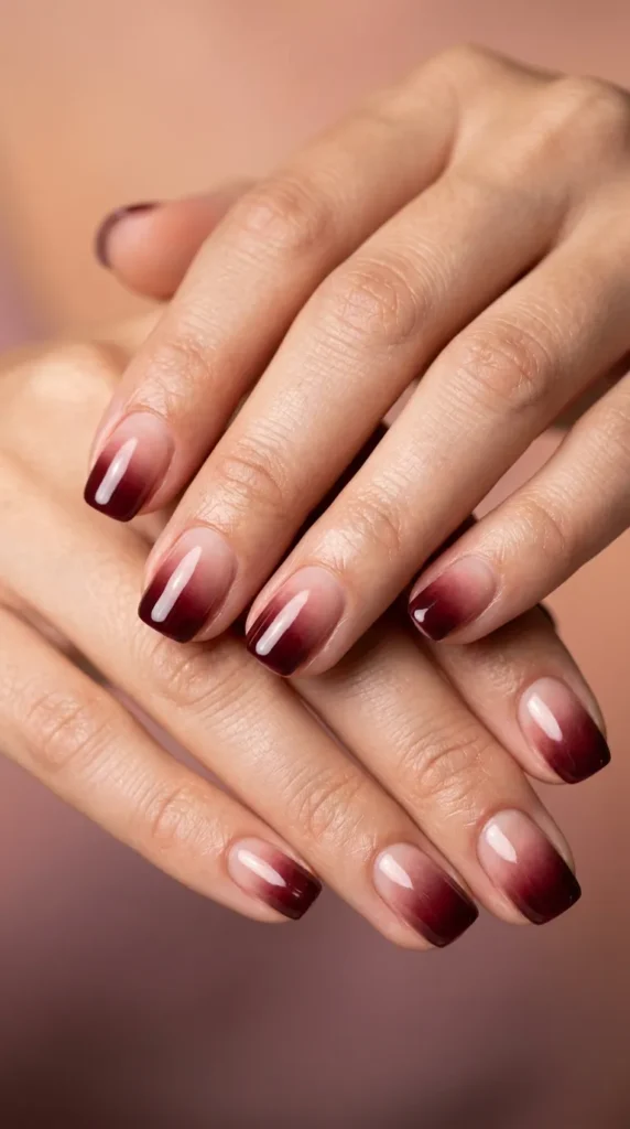 Nude to burgundy summer evening ombre