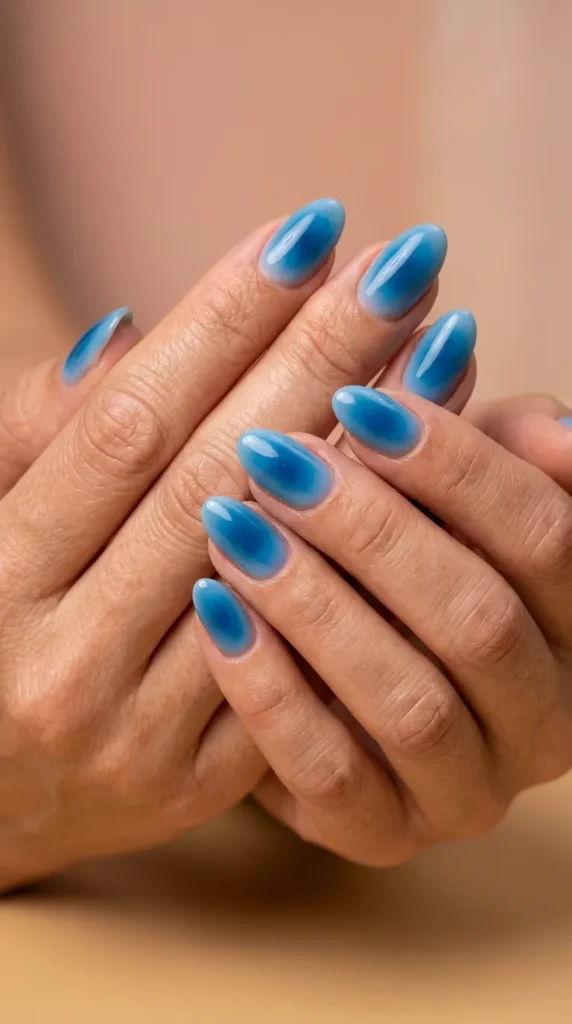 Ocean Blue Aura Nails
