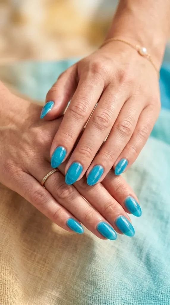 Ocean blue jelly nails