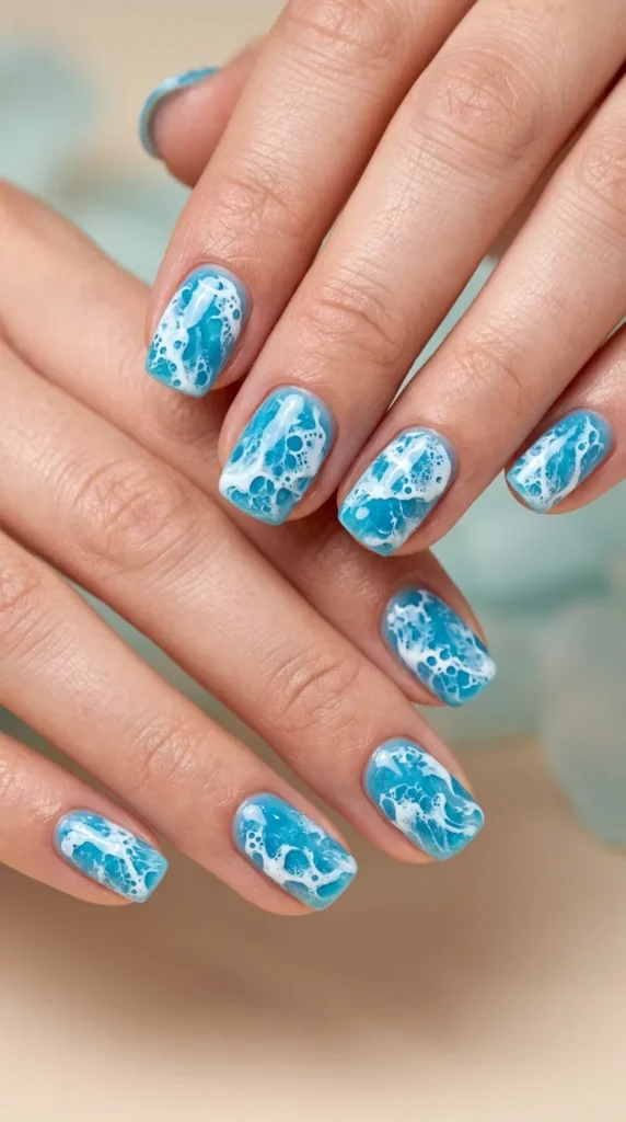 Ocean foam white wave nails