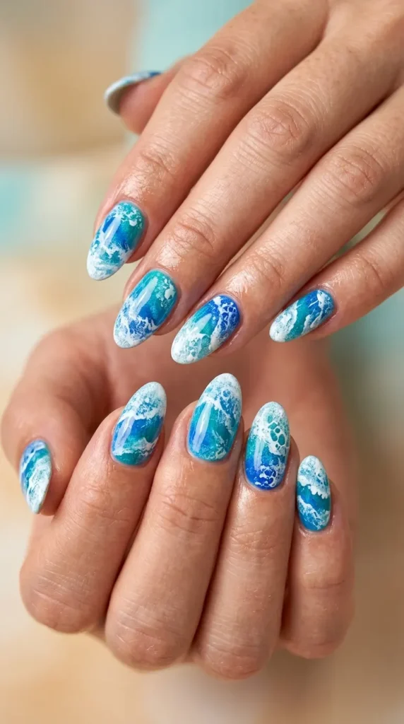 Ocean Wave Color Mix Nails