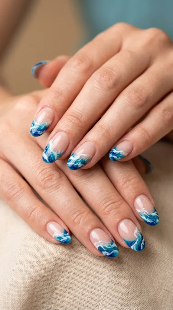 Ocean Wave French Tips