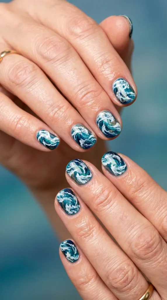 Ocean Wave Nail Art
