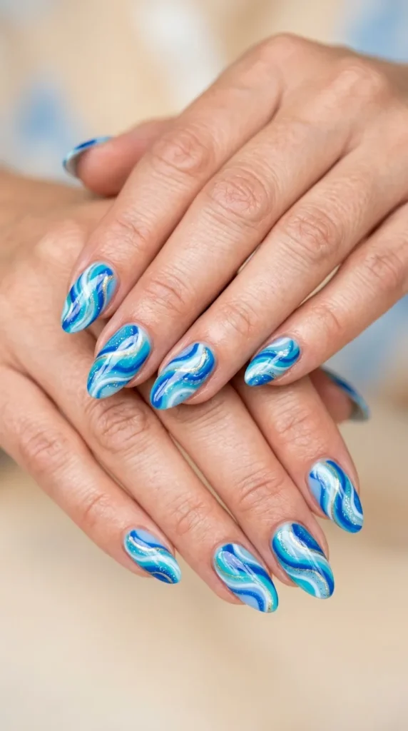 Ocean Wave Swirl Nails