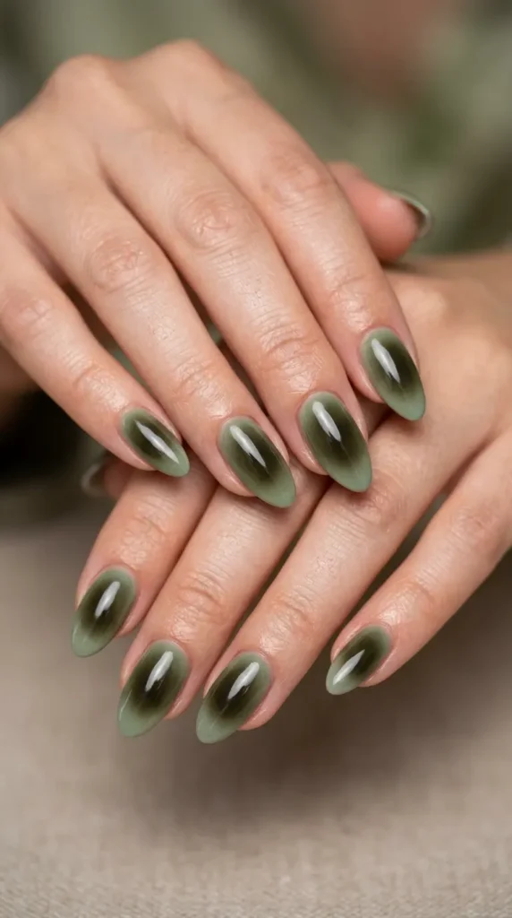 Olive Aura Nails