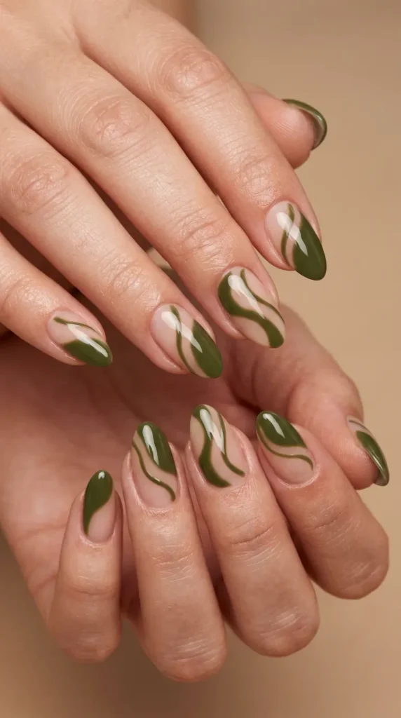Olive & Nude Abstract Waves